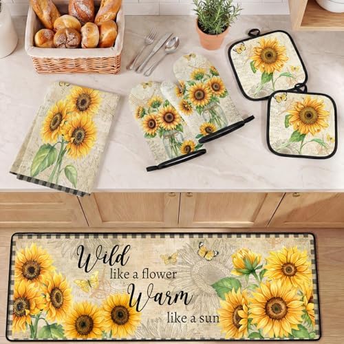 10 Pack Kitchen Decor and Accessories Set, Sunflower Fall