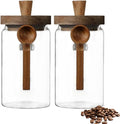 ANSQU 2 Pack Glass Jars with Wooden Lids & Spoons, 34oz Food Storage Containers by ANSQU