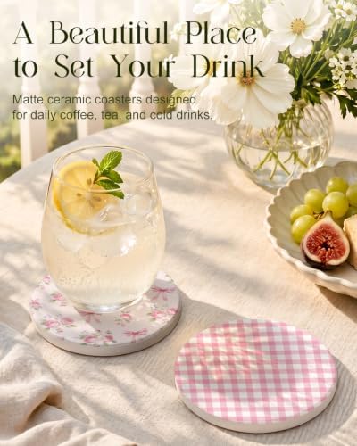 Oqplog 2 Pack Ceramic Absorbent Drink Coasters for Women