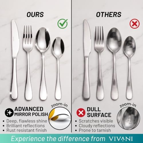 VIVANI 16 Piece Silverware Set for 4, Nickel Free Stainless Steel