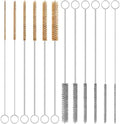 12-Pieces Brass Stainless Steel Wire Brush Set, 12" Long Wire Pipe