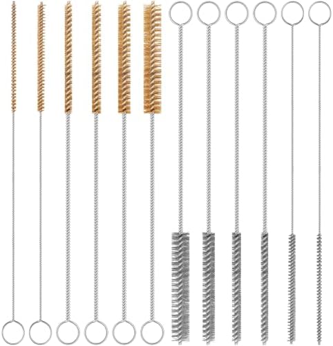 12-Pieces Brass Stainless Steel Wire Brush Set, 12" Long Wire Pipe