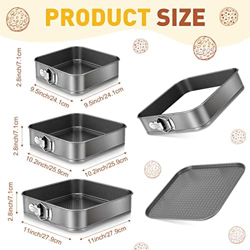 Zubebe Springform Cake Pan Square Non Stick Baking Pan