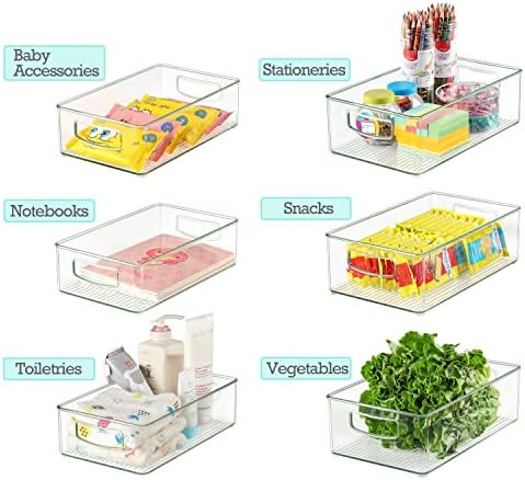 Heyuzb Set of 8 Clear Fridge Organizer Bins, Stackable Refrigerator