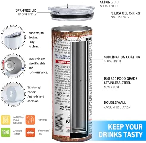 20oz Insulated Skinny Tumbler,Brake Cleaner Novelty Travel Coffee Mug