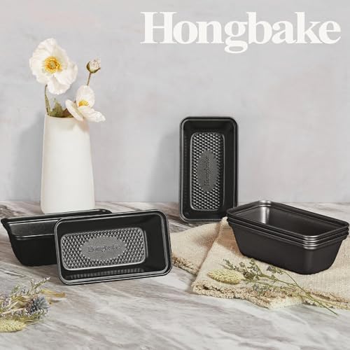 HONGBAKE 3 Pack Nonstick Mini Loaf Pans, 6 x 3.3 x 2 Inch Small Bread