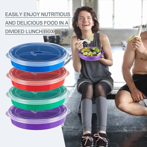 Hushee 4 Pcs Microwave Food Storage Containers, Round, Multicolor