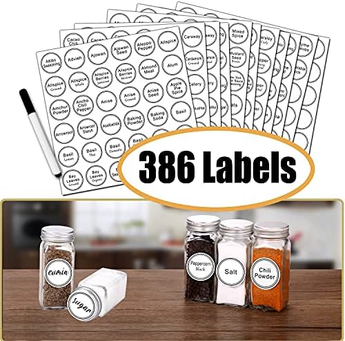 SWOMMOLY 48 Pcs 4 oz Glass Spice Jars with Shaker Lids and 806 White