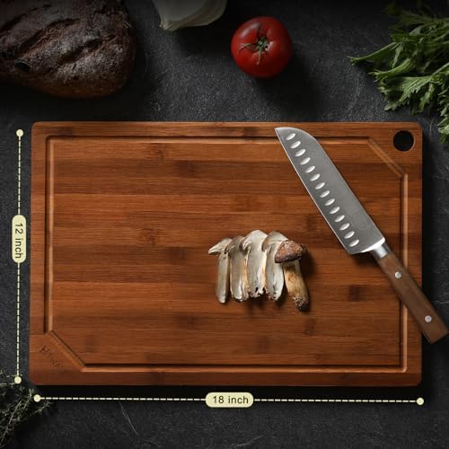 Hiware Wood Cutting Boards for Kitchen, Heavy Duty Bamboo Cutting