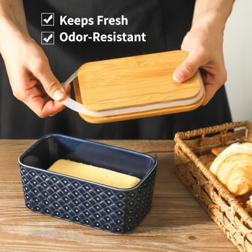 Butter Dish with Lid for Countertop, Ceramic Extra Large Butter Holder