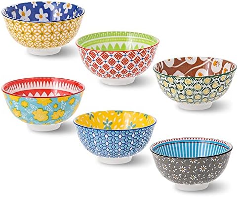 Ceramic Bowl Set Small Bowls - 6 Little Porcelain Dessert Bowls Set
