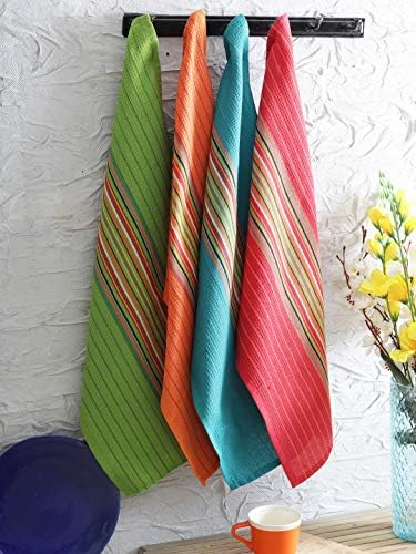 DG Collections Salsa Stripe Kitchen Dish Towels, 100% Cotton, Highly