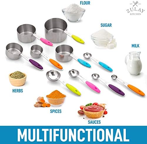 Zulay Kitchen Measuring Cups and Spoons Set of 10 - Stainless Steel