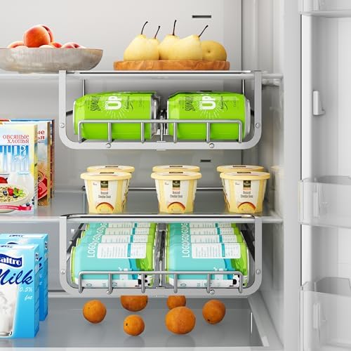 Hanging Soda Can Organizer for Refrigerator, 10-Can Dispenser