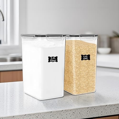 FOOYOO 2 PC Flour Sugar Storage Containers (9.5L | 321 Oz) Extra Large