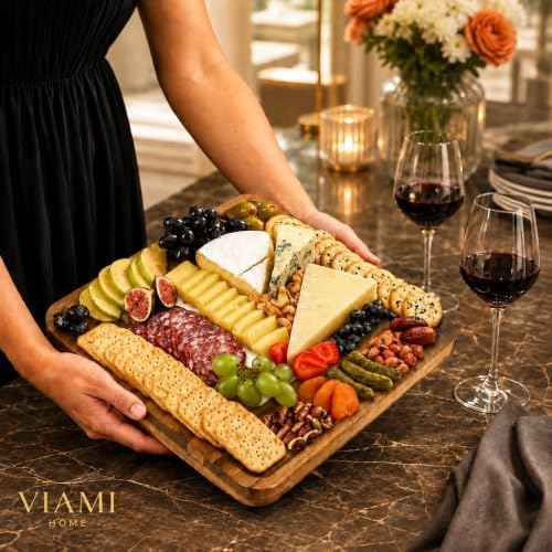 Acacia Cheese Board Set with Marble Style Slate