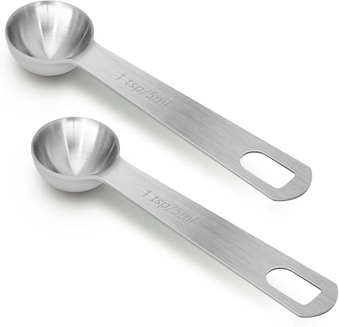 2 PCS 1 Teaspoon Stainless Steel Single Measuring Spoon by AUOIKKHOMEGARDEN