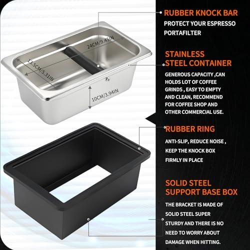 Espresso Knock Box,Large capacity Stainless Steel coffee knock box