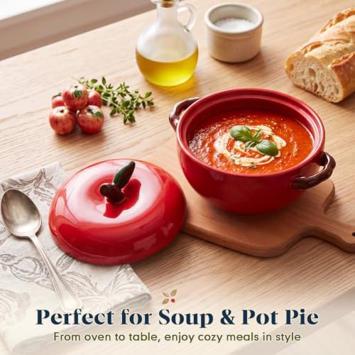 Ceramic 25oz Apple Mini Cocotte Casserole Dish with Lid