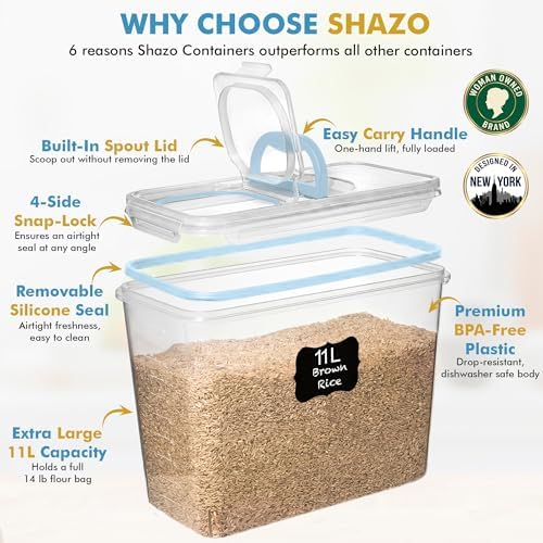 Shazo 2 PC (11L | 372 oz) Flour Sugar Storage Containers with Spout