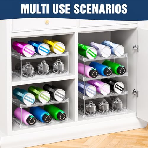 Stackable Water Bottle Organizer for Cabinet, Bottle and Other Tumbler