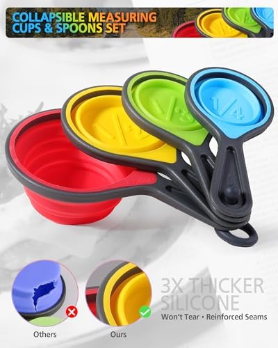 Collapsible Measuring Cups and Spoons Set with Funnel, 9-Piece