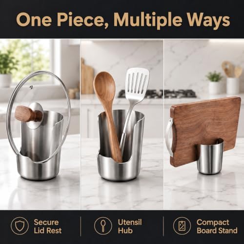 Spoon and Lid Rest, Thickened 304 Stainless Steel Kitchen Utensil