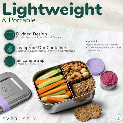 Stainless Steel Bento Box + Condiment Container - Lavender, 37oz / 1.1
