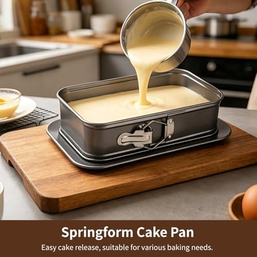 Rectangular Springform Cake Pan, Carbon Steel Non Stick Baking Pan