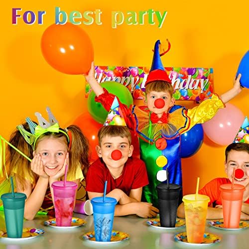 Honeydak 30 Pack Plastic Tumbler with Straw and Lid Bulk, Assorted