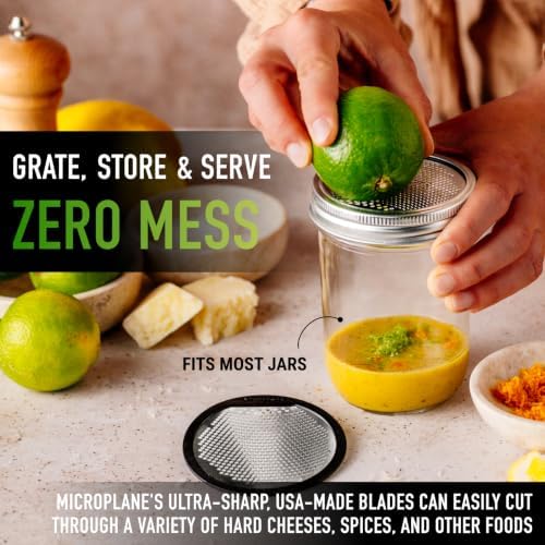 Microplane 2-Piece Ultimate Mason Jar Lid Grater Set, Fine & Ribbon