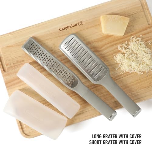 Calphalon Edge 2-Piece Stainless Steel Grater and Zester, Taupe