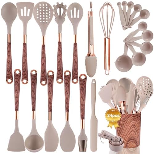 24-Piece Silicone Cooking Utensils Set with Holder