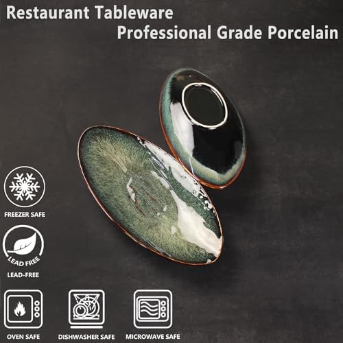 Ceramic Dinner Plates Set of 4, for Bread, Pasta, Salad, sushi