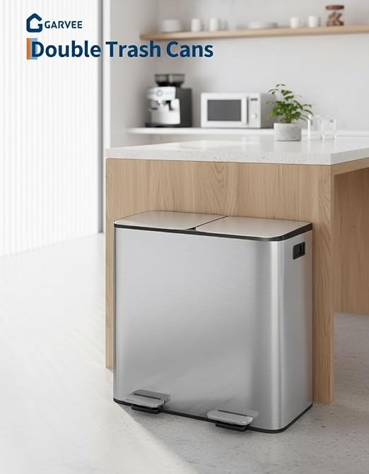 Garvee Double Trash Can, 2 x 10.6 gal Garbage Can - Image 6