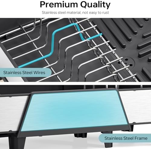 Urackify Large Expandable Dish Drying Rack, Black