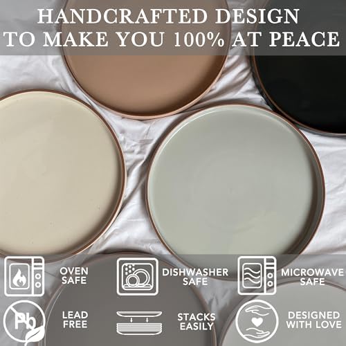MORA Ceramic Flat Plates Set of 6-8 in - The Dessert, Salad