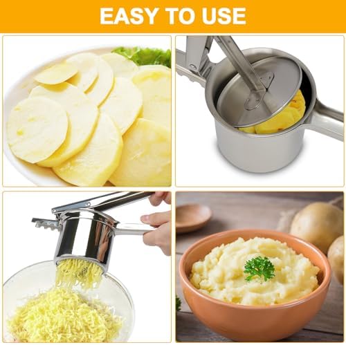 Potato Ricer 15oz, Heavy Duty Stainless Steel Potato Masher and Ricer