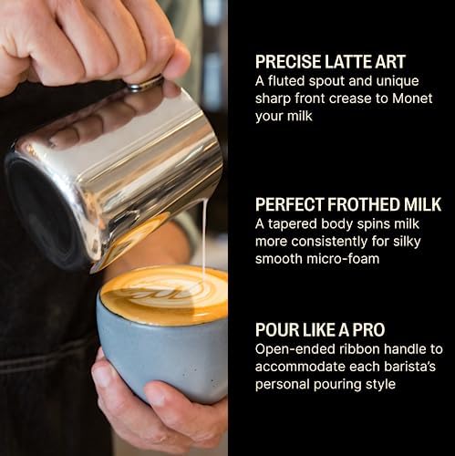 Fellow Eddy Milk Frothing Pitcher 12 oz, Fluted Spout for Latte Art