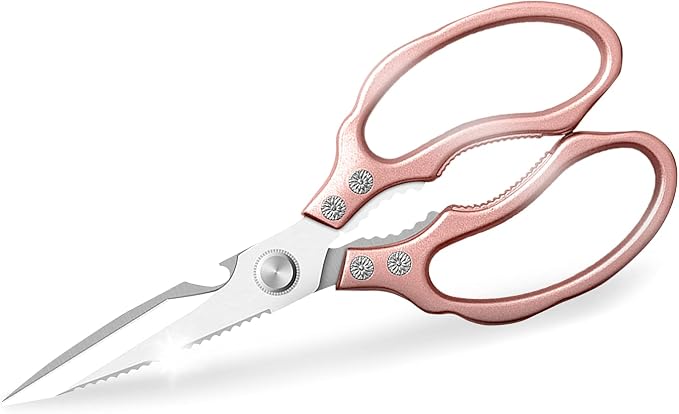 AWinjoy Kitchen Scissors, Heavy Duty Sharp Shears Dishwasher Safe, Rose Gold by AWinjoykitchenshears