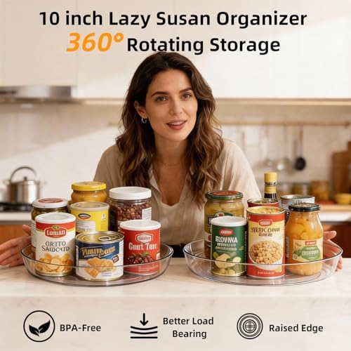 2 Pack Lazy Susan 10 inch Turntable for Spice Organization