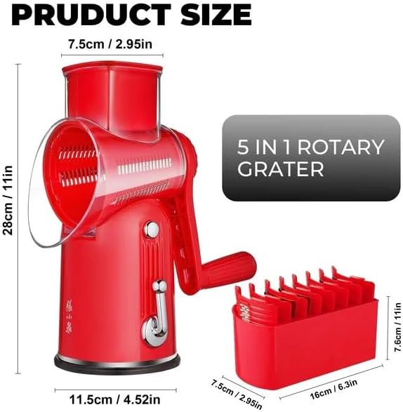 Rotary Cheese Grater Manual Hand Crank - Image 5
