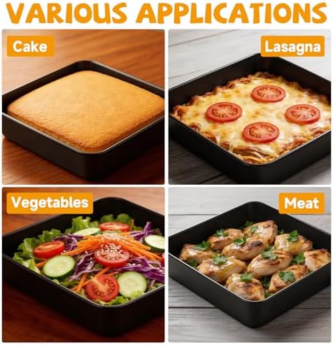 8x8 Baking Pan Set of 2, Nonstick Brownie Cake Baking Pans