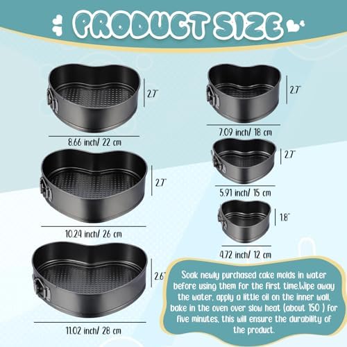 Zhehao 6 Pcs Heart Shaped Cake Pans Heart Springform Cake Mold