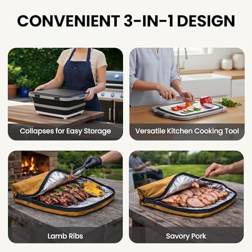 BBQ Prep Tub with BBQ Blanket, 16L Multifunctional Camping Cutting