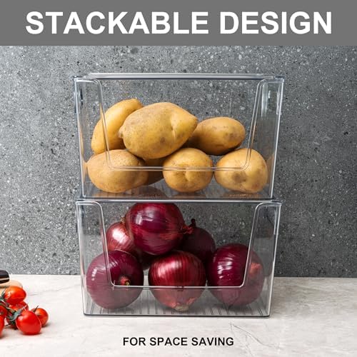 2 Pack Stackable Storage Bins with Open Front, Clear