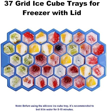 Ice Cube Trays for Freezer with Lid-3 Packs Silicone Ice Cube Tray