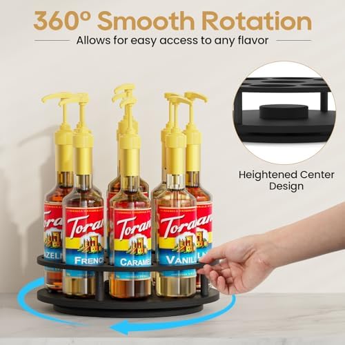 THYGIFTREE 9-Bottle Coffee Syrup Organizer, Black