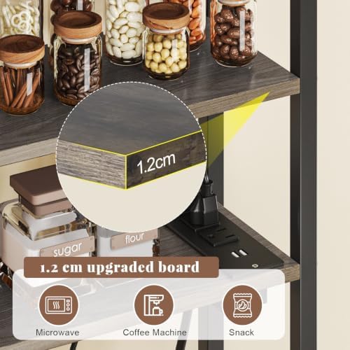 L-Shaped Bakers Rack with Power Outlets
