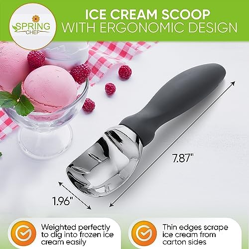 Spring Chef Professional Ice Cream Scoop & Stainless Steel Swivel